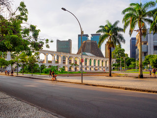 Arcos da Lapa (Lapa Arch) and Metropolitan Cathedral in Rio de Janeiro, Brazil