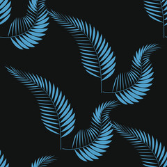 Beautiful seamless tropical jungle floral pattern background with palm leaves