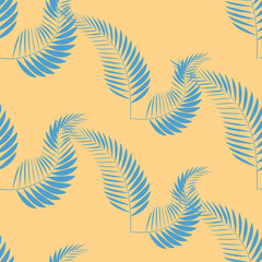 Fototapeta na wymiar Beautiful seamless tropical jungle floral pattern background with palm leaves