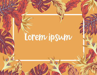 Autumn orange jungle border pattern
