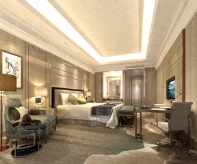 3d render hotel room