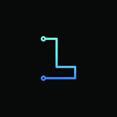 Letter L logotype monoline Technology, digital, electronics, chip, connection concept. Modern Logo Technology for Business. Logotypes of Digital combining with circuit . - vector