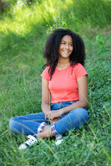 Beautiful african girl doing yoga