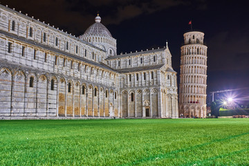 Fototapeta na wymiar Square of miracles Pisa, Tuscany, Italy. Night landscape in the city of Pisa