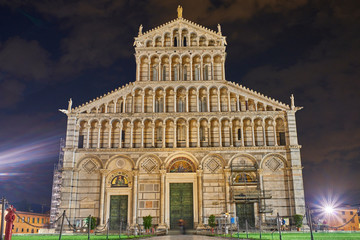 Square of miracles Pisa, Tuscany, Italy. Night landscape in the city of Pisa