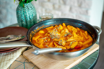 Homemade Stew with Chicken and Sweet Potato in Sour-Sweet Sauce