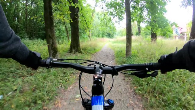 MTB bicycle riding on the trails in the summer season