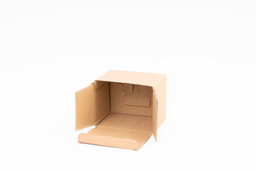 Brown paper box on white background