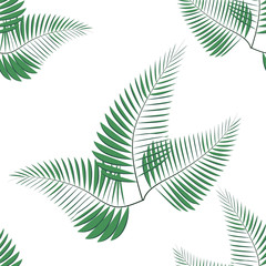 Beautiful seamless tropical jungle floral pattern background with palm leaves