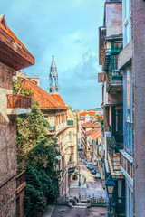 Obraz premium Ancient medieval streets and houses of Budapest, Hungary