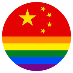 LGBT Flag, round shape icon on white background