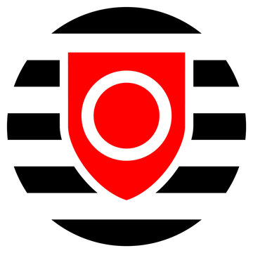 Ownership pride flag, round shape icon on white background