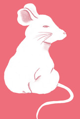 年賀_ネズミ横顔全身_赤