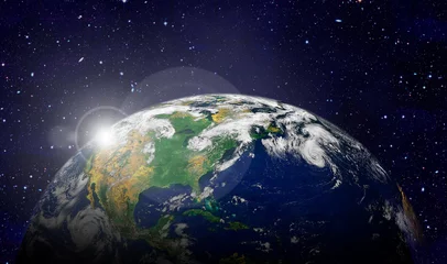 Abwaschbare Fototapete Vollmond und Bäume Erde im Weltraum. Elemente dieses von der NASA bereitgestellten Bildes