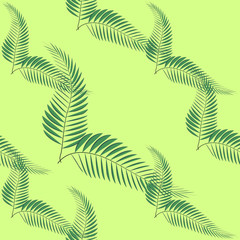 Beautiful seamless tropical jungle floral pattern background with palm leaves