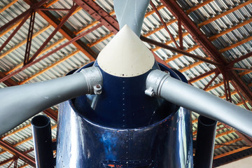 Motor aircraft with a propeller in the hangar