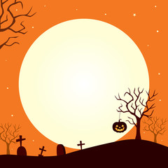 Halloween landscape background.Halloween holiday greeting card