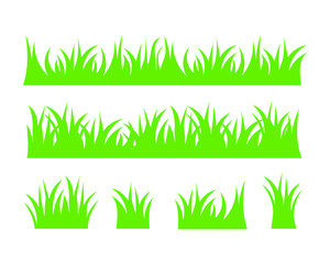 Vector green grass illustration: natural, organic, bio, eco label and shape on white background.