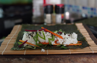 The homemade maki roll sushi