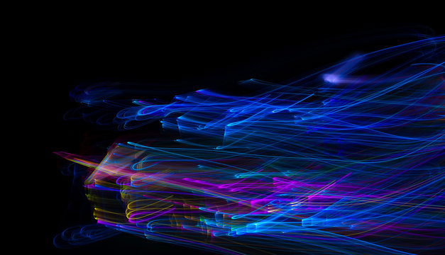 multicolor led light painting round trails abstract background