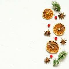 Christmas or New year composition. Copy space. Holiday and celebration concept. Top view. - Image