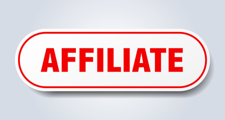 affiliate sign. affiliate rounded red sticker. affiliate