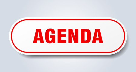 agenda sign. agenda rounded red sticker. agenda