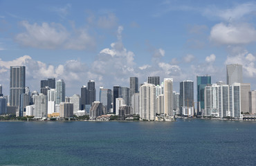 Obraz na płótnie Canvas Skyline of the Miami, Florida, view from the sea port. 