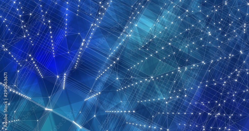Fototapete background abstract dynamic plexus futuristic technology. 3d render