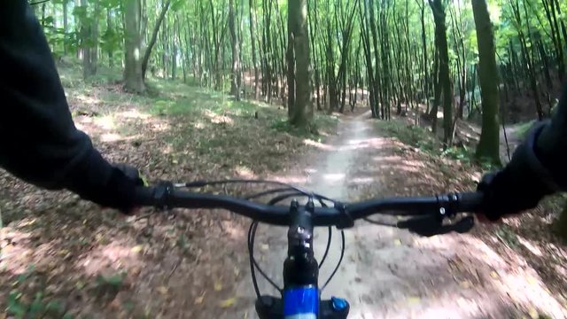 MTB bicycle riding on the trail in the summer season.