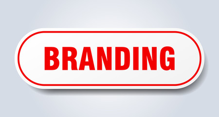 branding sign. branding rounded red sticker. branding
