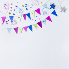Festive birthday decoration with copy space