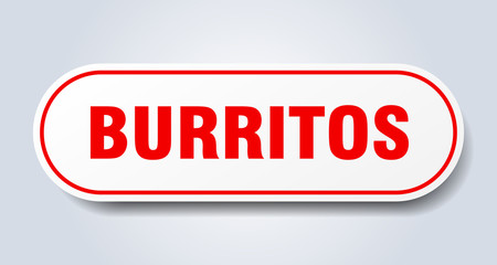 burritos sign. burritos rounded red sticker. burritos