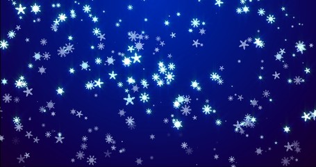 Obraz premium Christmas blue background with snowflakes - falling snow