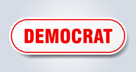 democrat sign. democrat rounded red sticker. democrat
