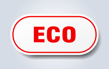eco sign. eco rounded red sticker. eco