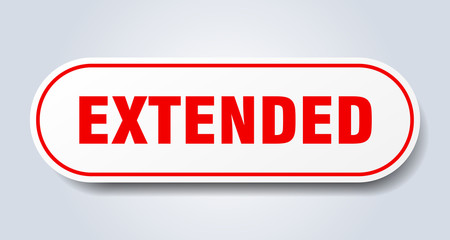 extended sign. extended rounded red sticker. extended
