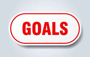 goals sign. goals rounded red sticker. goals