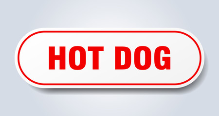 hot dog sign. hot dog rounded red sticker. hot dog