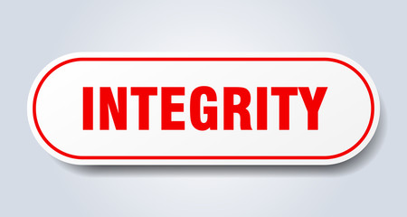 integrity sign. integrity rounded red sticker. integrity