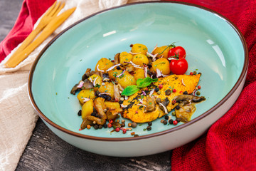 french cuisine grilled salmon and potatoes