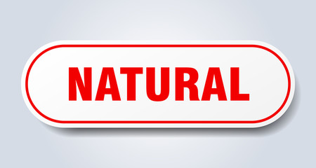 natural sign. natural rounded red sticker. natural