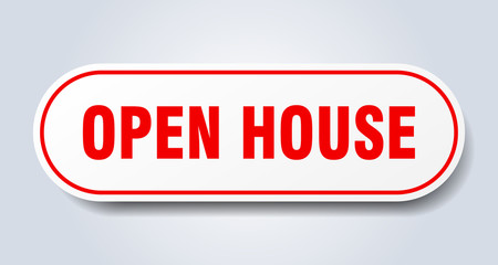 open house sign. open house rounded red sticker. open house