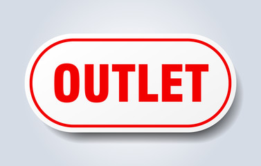 outlet sign. outlet rounded red sticker. outlet
