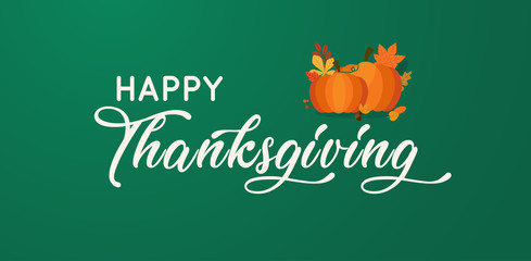 Hand drawn Happy Thanksgiving typography poster.