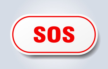 sos sign. sos rounded red sticker. sos
