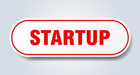 startup sign. startup rounded red sticker. startup