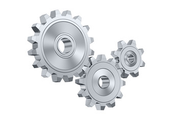 Three metal gears. 3d render illustration.