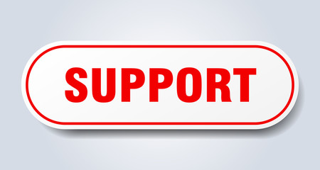 support sign. support rounded red sticker. support
