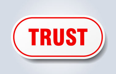 trust sign. trust rounded red sticker. trust